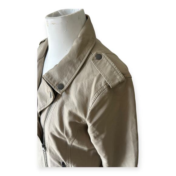 NEW Style & Co Women's Faux Leather Moto Jacket Beige Off White size M Edgy - Picture 6 of 11
